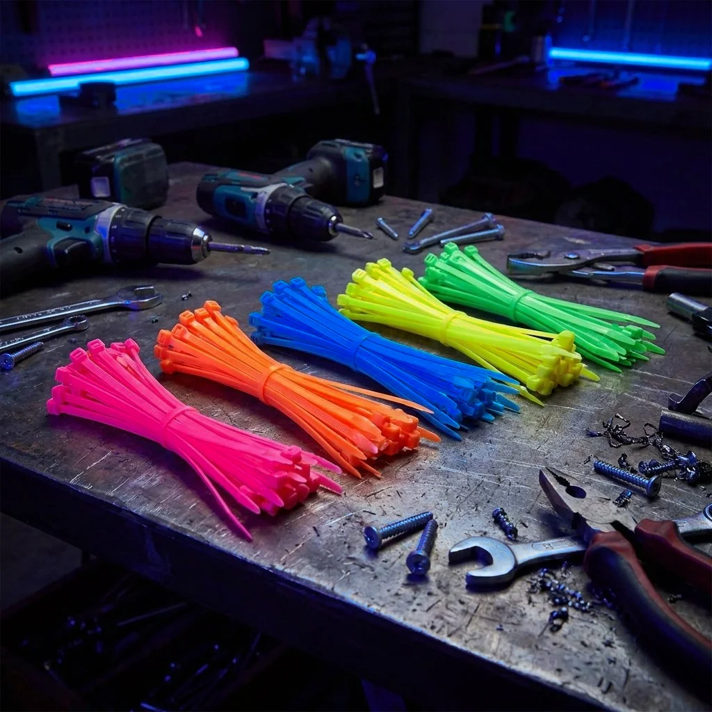 Neon Kabelbinder in Pink, Orange, Blau, Gelb und Grün — BeBo Technik